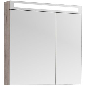 Зеркальный шкаф Dreja Max 80 77.9010D с подсветкой Дуб Кантри — фото 1, Зеркальные шкафы в ванную