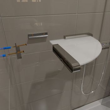 Стеклянная полка Altasan Лотос ЛТ71Х угловая Хром — фото 5, Полки для ванной и душа