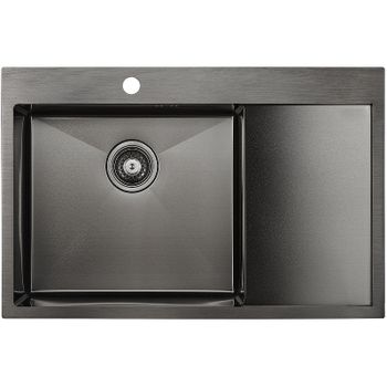 Кухонная мойка Paulmark Kroner 78F L PM217851-GML Вороненая сталь — фото 1, Кухонные мойки