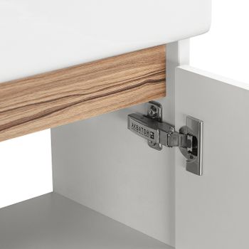 Тумба под раковину Aquaton Эклипс 45 М R 1A172801EK49R подвесная Белый Эбони светлый — фото 4, Тумбы под раковину