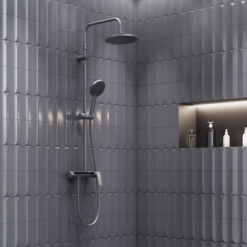 Душевая система Damixa Jupiter 977780300 Черная матовая — фото 2, Душевые стойки