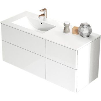 Тумба c раковиной SanVit Лира 120 L klira2120L в цвете Ral подвесная Белая глянцевая — фото 1, Тумбы с раковиной