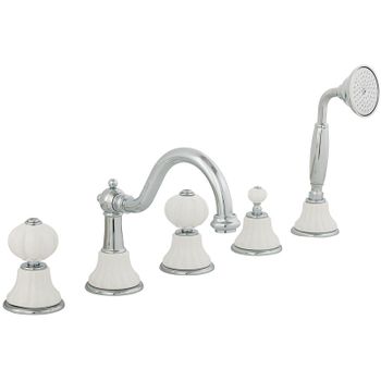 Смеситель на борт ванны Migliore Olivia 19005 Хром Белый — фото 1, Смесители на борт ванны