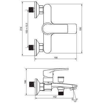 Смеситель для ванны Damixa Eclipse 2.0 481000000 Хром — фото 4, Смеситель для ванны
