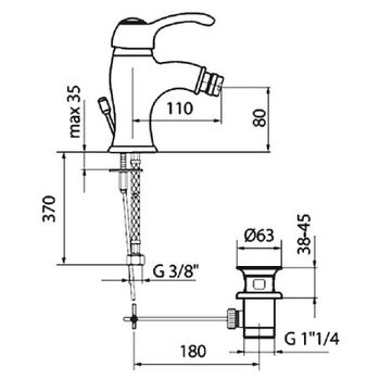 Смеситель для биде Webert Aurora AU840102065 Бронза — фото 2, Смесители для биде