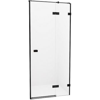 Душевая дверь New Trendy Avexa Black 140 R EXK-1559 профиль Черный стекло прозрачное — фото 1, Распашные душевые двери