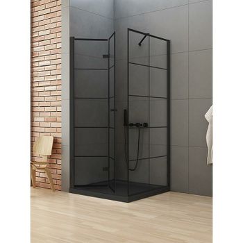 Душевой уголок New Trendy New Soleo Black 90х90 L D-0289A/D-0120B профиль Черный стекло прозрачное — фото 2, Квадратные душевые уголки