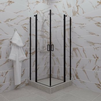 Душевой уголок Triton Тау-Блэк 90х90 Щ0000054036 профиль Черный стекло прозрачное — фото 1, Квадратные душевые уголки