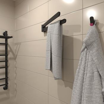 Полотенцедержатель Altasan Лотос ЛТ61ЧМ двойной поворотный Черный матовый — фото 2, Полотенцедержатели