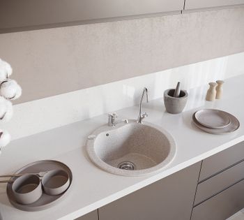 Кухонная мойка Domaci Бьелла DMC-08S GWS-08S-328 Бежевая — фото 2, Кухонные мойки