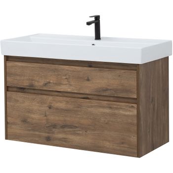 Тумба под раковину Aquanet Nova Lite Slim Synergy 100 249957 подвесная Дуб рустикальный — фото 2, Тумбы под раковину