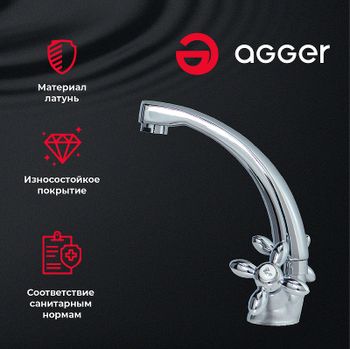 Смеситель для раковины Agger Retro  A1901100 Хром — фото 7, Смесители для раковины