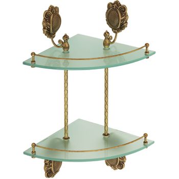 Стеклянная полка Migliore Cleopatra 16639 угловая Бронза — фото 1, Полки для ванной и душа