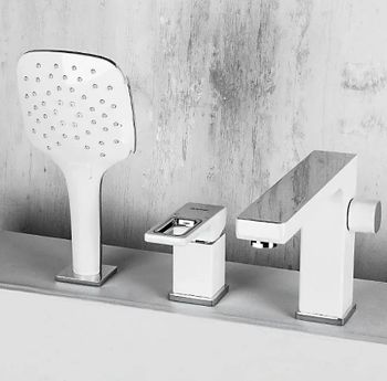 Смеситель на борт ванны Gappo G17-8 G1117-8 Белый Хром — фото 2, Смесители на борт ванны