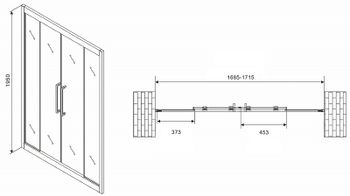 Душевая дверь Abber Schwarzer Diamant 170 AG33170BH профиль Черный стекло прозрачное — фото 5, Раздвижные душевые двери