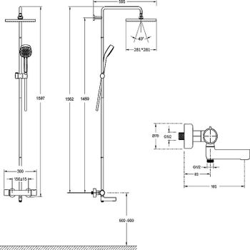 Душевая система Jacob Delafon Atom E26237-CP с термостатом Хром — фото 7, Душевые стойки