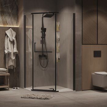 Душевой уголок Grossman Pragma 100х100 302.K33.03.1010.21.00 профиль Черный матовый стекло прозрачное — фото 1, Душевые уголки трапеция