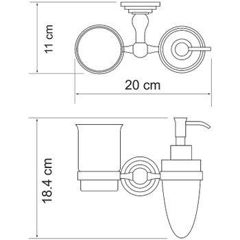Дозатор для жидкого мыла WasserKRAFT Ammer K-7089 со стаканом для зубных щеток Хром матовый — фото 3, Дозаторы