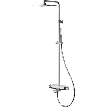 Душевая система Teska Mira DK3601C с термостатом Хром Белое стекло — фото 1, Душевые стойки