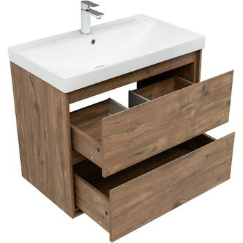 Тумба под раковину Aquanet Милан 80 336379 подвесная Дуб рустикальный — фото 6, Тумбы под раковину