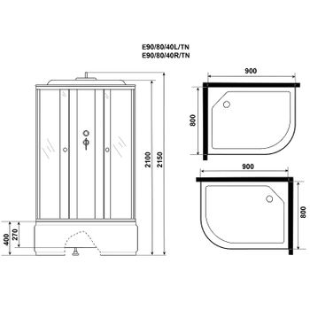 Душевая кабина Niagara Eco 90x80 L E90/80/40L/TN без гидромассажа — фото 14, Душевые кабины