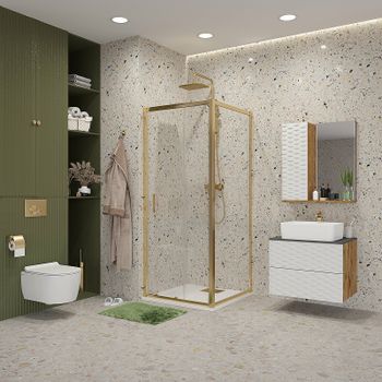 Душевой уголок Niagara Nova 100х100 NG-42-10AG-A100G профиль Холодное золото стекло прозрачное — фото 2, Квадратные душевые уголки