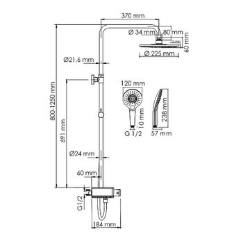 Душевая система WasserKRAFT A113.067.101.CH Thermo с термостатом Хром Белая — фото 9, Душевые стойки