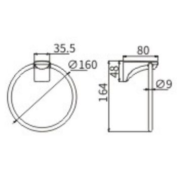 Кольцо для полотенец CeramaLux Monelli 70006 Черное матовое — фото 2, Полотенцедержатели