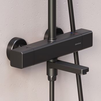 Душевая система Damixa Gala 953810300 с термостатом Черная матовая — фото 4, Душевые стойки