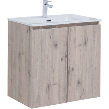 Тумба под раковину Aquanet Алвита New 70 303906 подвесная Дуб веллингтон белый — фото 1, Тумбы под раковину