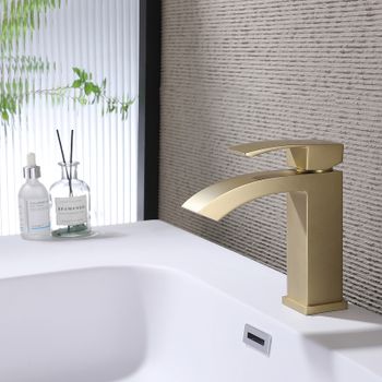 Смеситель для раковины Abber Wasserfall AF8610G Золото матовое — фото 2, Смесители для раковины