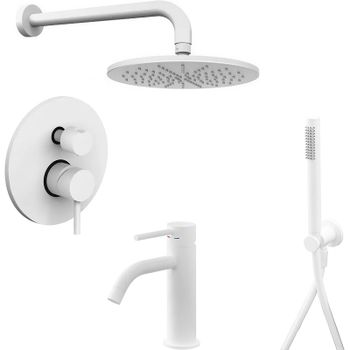 Комплект смесителей Paffoni Light KITLIG018BO071 Белый матовый — фото 1, Готовые комплекты для ванной комнаты