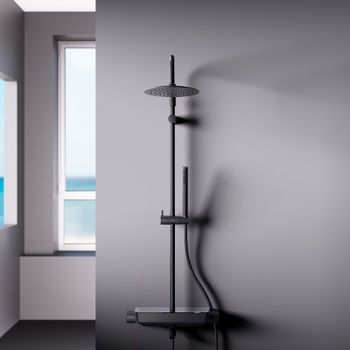 Душевая система Damixa Scandinavian Pure 936760300 с термостатом Черная матовая — фото 3, Душевые стойки