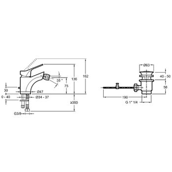 Смеситель для биде Jacob Delafon Brive E75763-4-CP Хром — фото 4, Смесители для биде