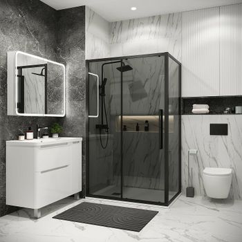 Душевая стенка Grossman Cosmo 80 200.K33.02.80.21.10 профиль Черный матовый стекло тонированное — фото 2, Боковые стенки