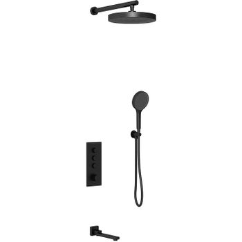 Душевая система Vincea Inspire VSFW-433TI2MB с термостатом Черная матовая — фото 1, Встраиваемые душевые комплекты