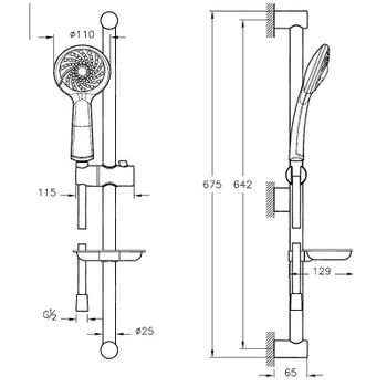 Душевой гарнитур Vitra Samba 3F A45680WSA Хром — фото 2, Душевые гарнитуры