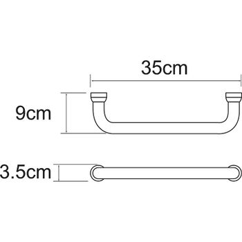 Поручень WasserKRAFT K-1066N Никель — фото 2, Поручни для ванной