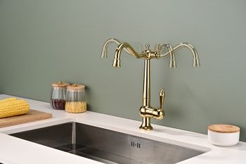 Смеситель для кухни Paulmark Retro Re213226-G Золото — фото 6, Смесители для кухни