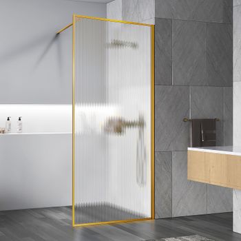 Душевая перегородка Vincea Walk-In 110 VSW-1HP110FLBG профиль Брашированное золото стекло рифленое — фото 1, Душевые перегородки