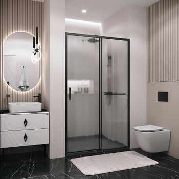 Душевая дверь Grossman Style 110 100.K33.05.110.21.02 профиль Черный матовый стекло шиншилла — фото 2, Раздвижные душевые двери