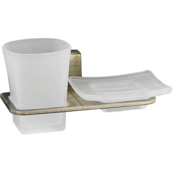 Стакан для зубных щеток с мыльницей WasserKRAFT Exter K-5226 Светлая бронза — фото 1, Стаканы для зубных щеток