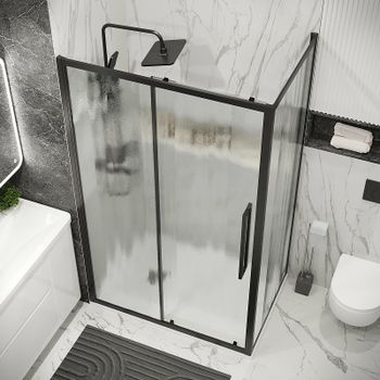 Душевая стенка Grossman Cosmo 80 200.K33.02.80.21.02 профиль Черный матовый стекло шиншилла — фото 3, Боковые стенки