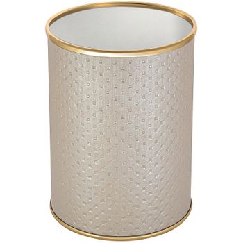 Ведро для мусора Geralis M-PLG-B Punto Бежевое, кант Золото, 3 л — фото 1, Мусорные ведра