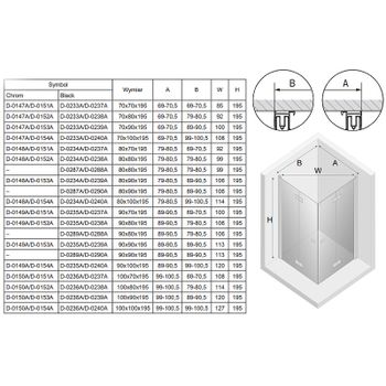 Душевой уголок New Trendy New Soleo Black 70х100 D-0233A/D-0240A профиль Черный стекло прозрачное — фото 9, Прямоугольные душевые уголки