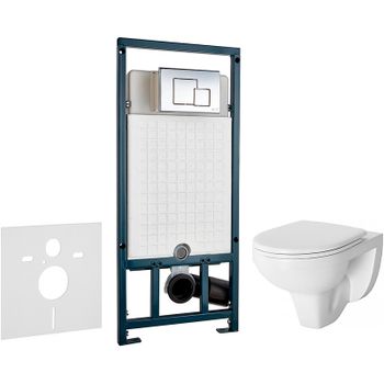 Комплект унитаза Damixa Jupiter DX77C1738SC с сиденьем Микролифт и инсталляцией WeltWasser WW Marberg 507 10000005949+10000005953 с клавишей смыва Хром глянцевый — фото 1, Комплекты унитаз + инсталляция