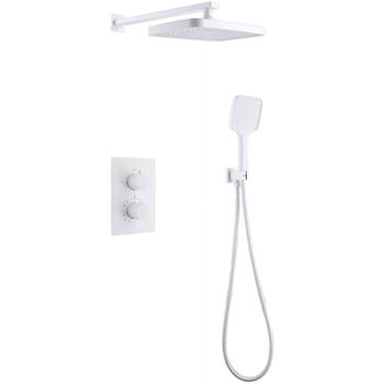 Душевая система Abber Weiss Insel AF8051W с термостатом Белая — фото 1, Встраиваемые душевые комплекты