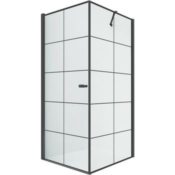 Душевой уголок New Trendy New Soleo Black 90х90 L D-0285A/D-0120B профиль Черный стекло прозрачное — фото 1, Квадратные душевые уголки