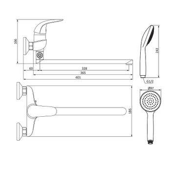 Смеситель для ванны Damixa Eclipse 319500001 универсальный Хром — фото 5, Смеситель для ванны
