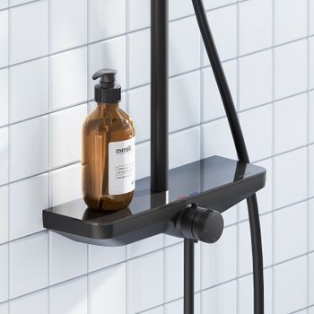 Душевая система Damixa Merkur 940730300 Черная матовая — фото 3, Душевые стойки